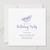 Invitation à papillon violet aquarelle (Devant)