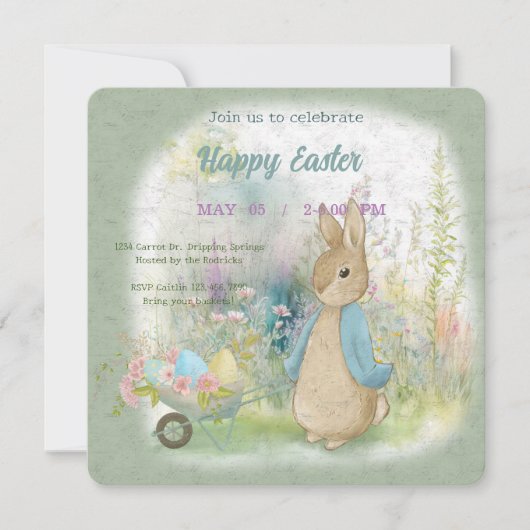 invitation à Pâques avec Peter Rabbit (Devant)