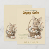 invitation à Pâques avec un lapin mignon (Devant / Derrière)