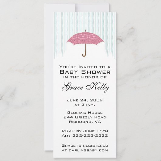 Invitation à parapluie rose (Devant)