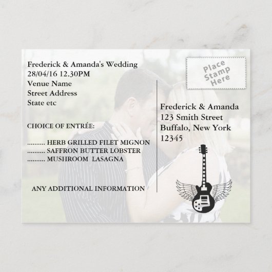 Invitation à participer à un mariage avec un table (Dos)
