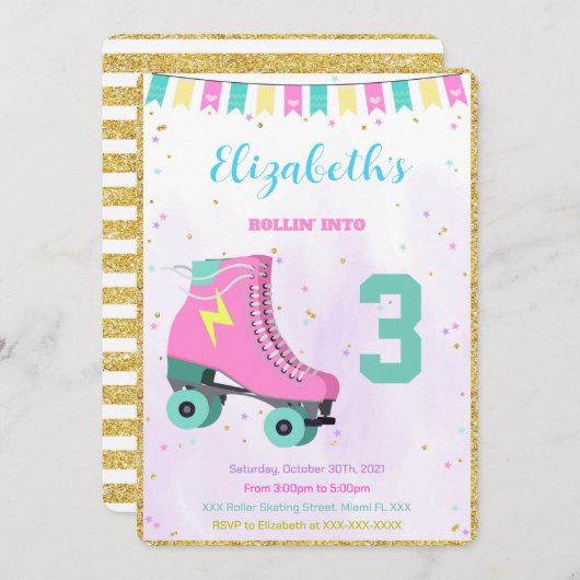 Invitation à patiner à roulettes (Devant / Derrière)