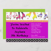 Invitation à patiner à roulettes Bonne fête d'anni (Devant / Derrière)