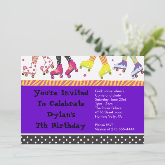 Invitation à patiner à roulettes Bonne fête d'anni (Debout devant)