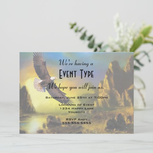 Invitation A Patriotic Design with Bald Eagle Flying (Debout devant)