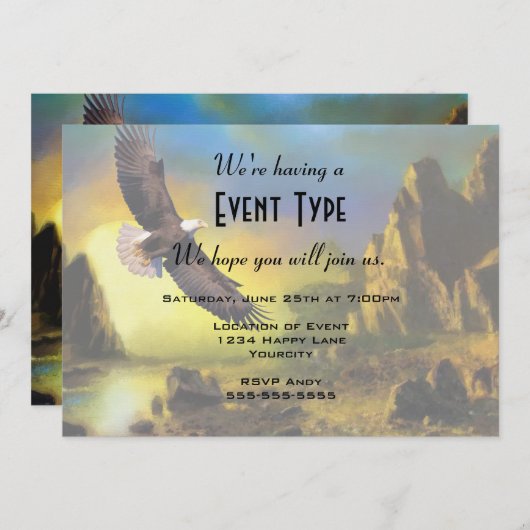 Invitation A Patriotic Design with Bald Eagle Flying (Devant / Derrière)