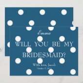 Invitation À petits pois Bleus Blancs Serez-Vous Ma Femme D'A (Devant / Derrière)