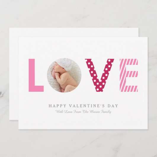 Invitation À petits pois et rose des rayures |/rouge (Devant / Derrière)