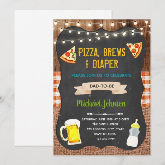 Invitation à Pizza Bières et Couches (Devant / Derrière)