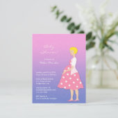 Invitation à plat Baby shower rose (Debout devant)