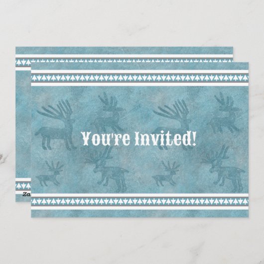 Invitation à plat bleu cerf d'hiver du sud-ouest (Devant / Derrière)