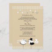 Invitation à plat d'une mariée et d'un oiseau Mari (Devant / Derrière)