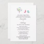 Invitation à plat d'une mariée et d'un oiseau Mari (Devant / Derrière)