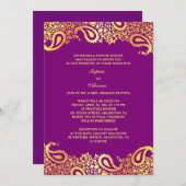 Invitation à plat Mariage indien Paisleys (Devant / Derrière)