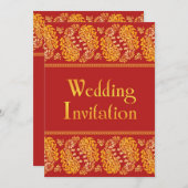 Invitation à plat Mariage indien Paisleys (Devant / Derrière)