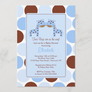 Invitation à plusieurs Baby showers pour Twins Blu