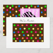 Invitation à pois pour fête (Devant / Derrière)