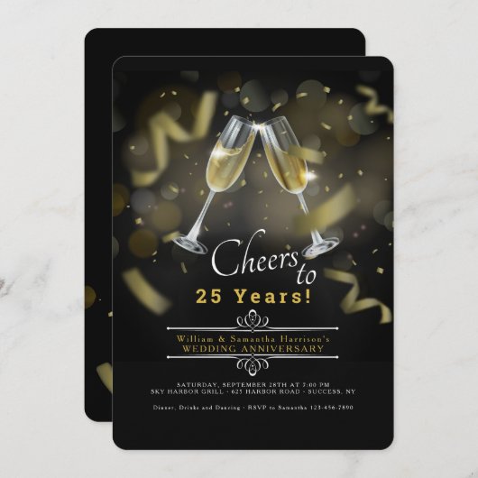 Invitation à porter un toast pour l'anniversaire d (Devant / Derrière)