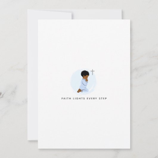 Invitation à prier Baptême garçon - Bleu (Dos)