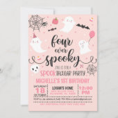 Invitation à quatre ans Éffrayant - Fille (rose) (Devant)