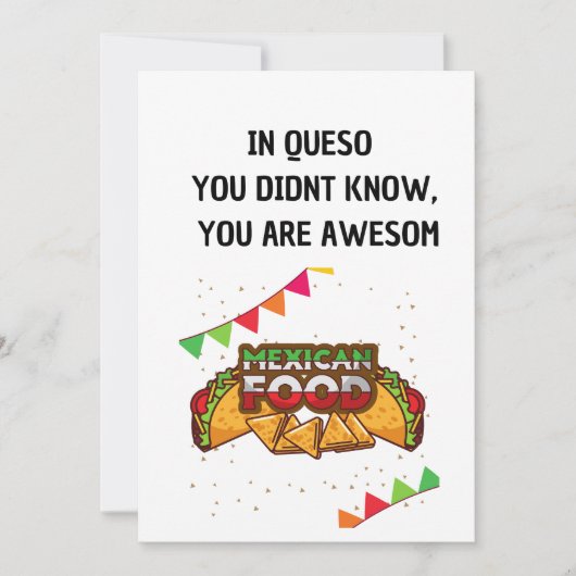 Invitation À Queso Funny Mexicain Amour de la nourriture (Devant)