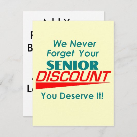Invitation à rabais pour les seniors (Devant / Derrière)