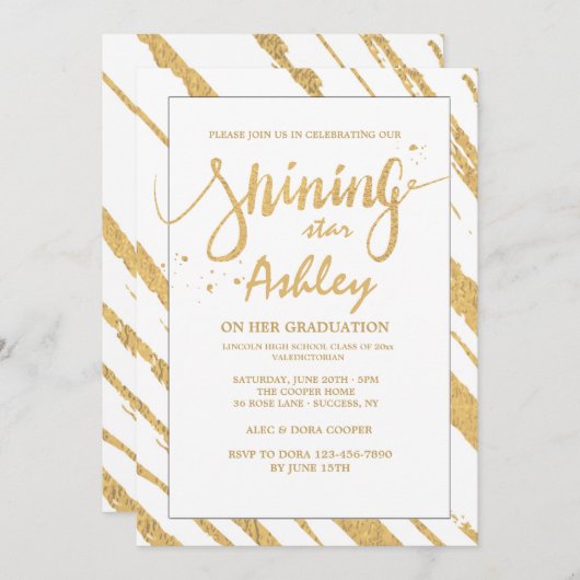 Invitation à rayures brillantes (Devant / Derrière)