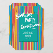 Invitation à rayures colorées (Devant / Derrière)