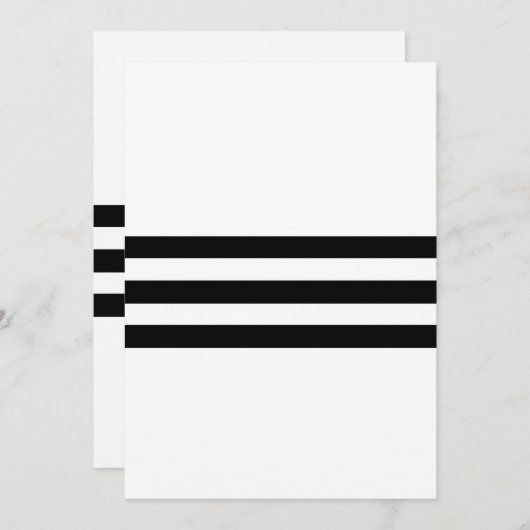 Invitation à rayures noir et blanc (Devant / Derrière)