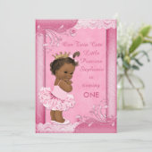 Invitation Ă?re dentelle de Faux d'anniversaire de bébé (Debout devant)