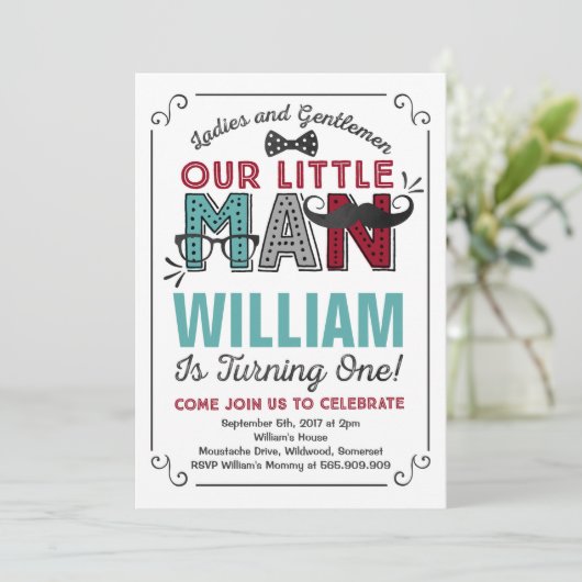 Invitation Ă?re partie de moustache d'invitation (Debout devant)