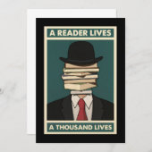 Invitation A Reader Lives a Thousand Lives Bibliophile Wisdom (Devant / Derrière)