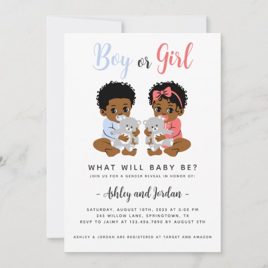 Invitation à révéler le genre Bébés noirs avec our (Devant)