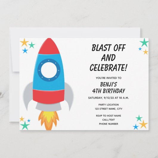 Invitation à Rocket Anniversaire (Devant)