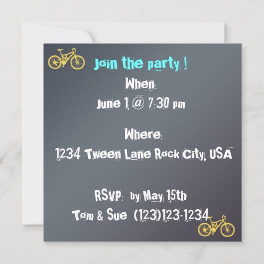 Invitation à rouler (Tween Boys) (Dos)