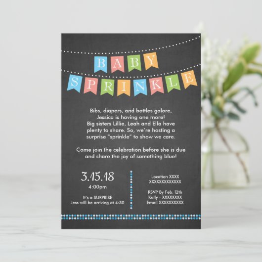 Invitation à saupoudrer bébé (Debout devant)