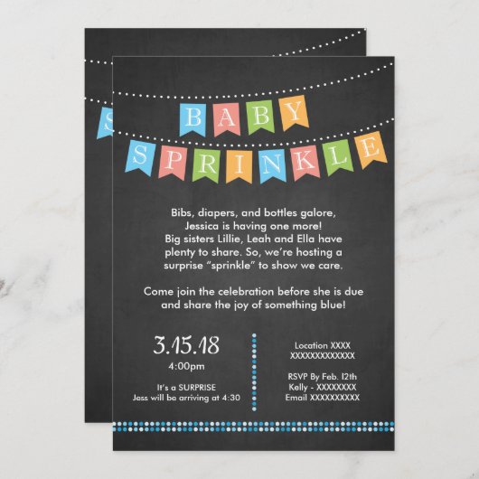 Invitation à saupoudrer bébé (Devant / Derrière)