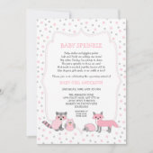 Invitation à saupoudrer d'animaux des bois roses (Devant)