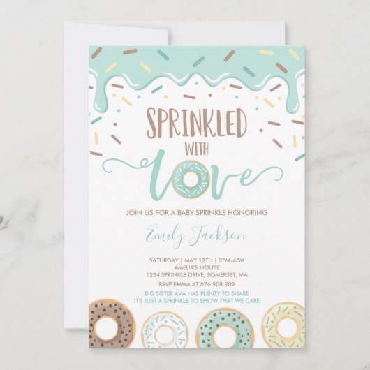 Invitation À Saupoudrer De Bébé De Donut Parsemé D (Devant)