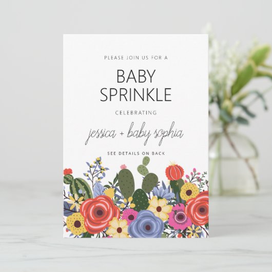 Invitation à saupoudrer floral Boho moderne (Debout devant)