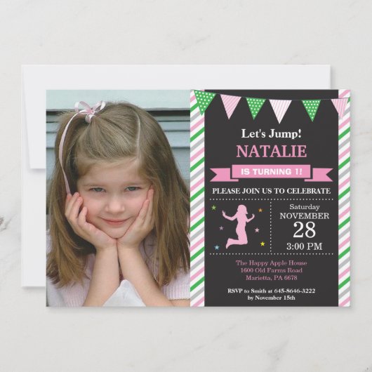 Invitation à sauter Trampoline Anniversaire (Devant)