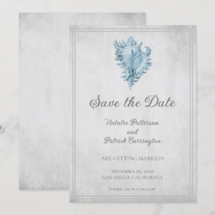 Invitation à sauver la date Coquille Conque Bleue