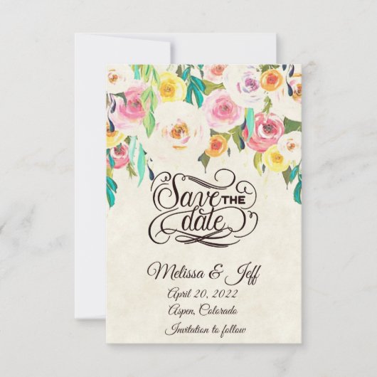 Invitation à sauver la date florale pastel (Devant)