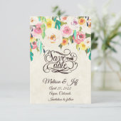 Invitation à sauver la date florale pastel (Debout devant)
