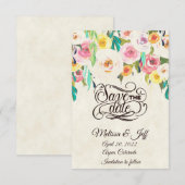 Invitation à sauver la date florale pastel (Devant / Derrière)