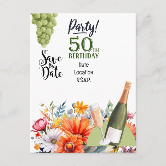 Invitation à sauver la date pour une fête d'annive (Devant)