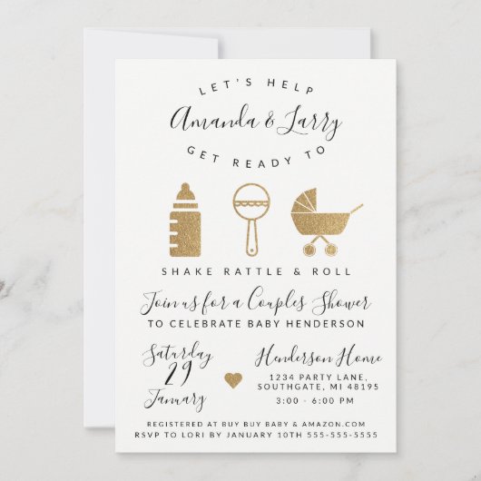 Invitation à secouer le Baby shower de bétail et d (Devant)