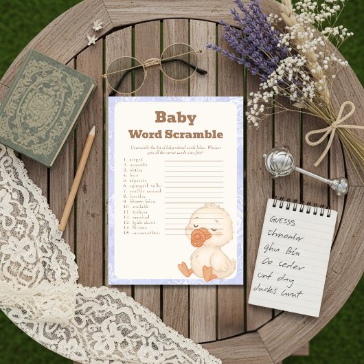 Invitation A  Silly Goose  baby Baby Word Scramble Game card