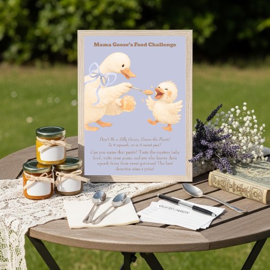 Invitation A silly Goose Blue Baby Food Challenge Game Sign