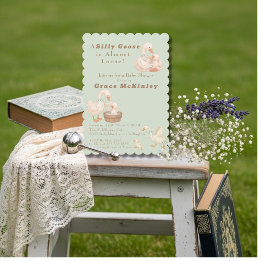 Invitation A Silly Goose is Almost Loose green Baby Shower